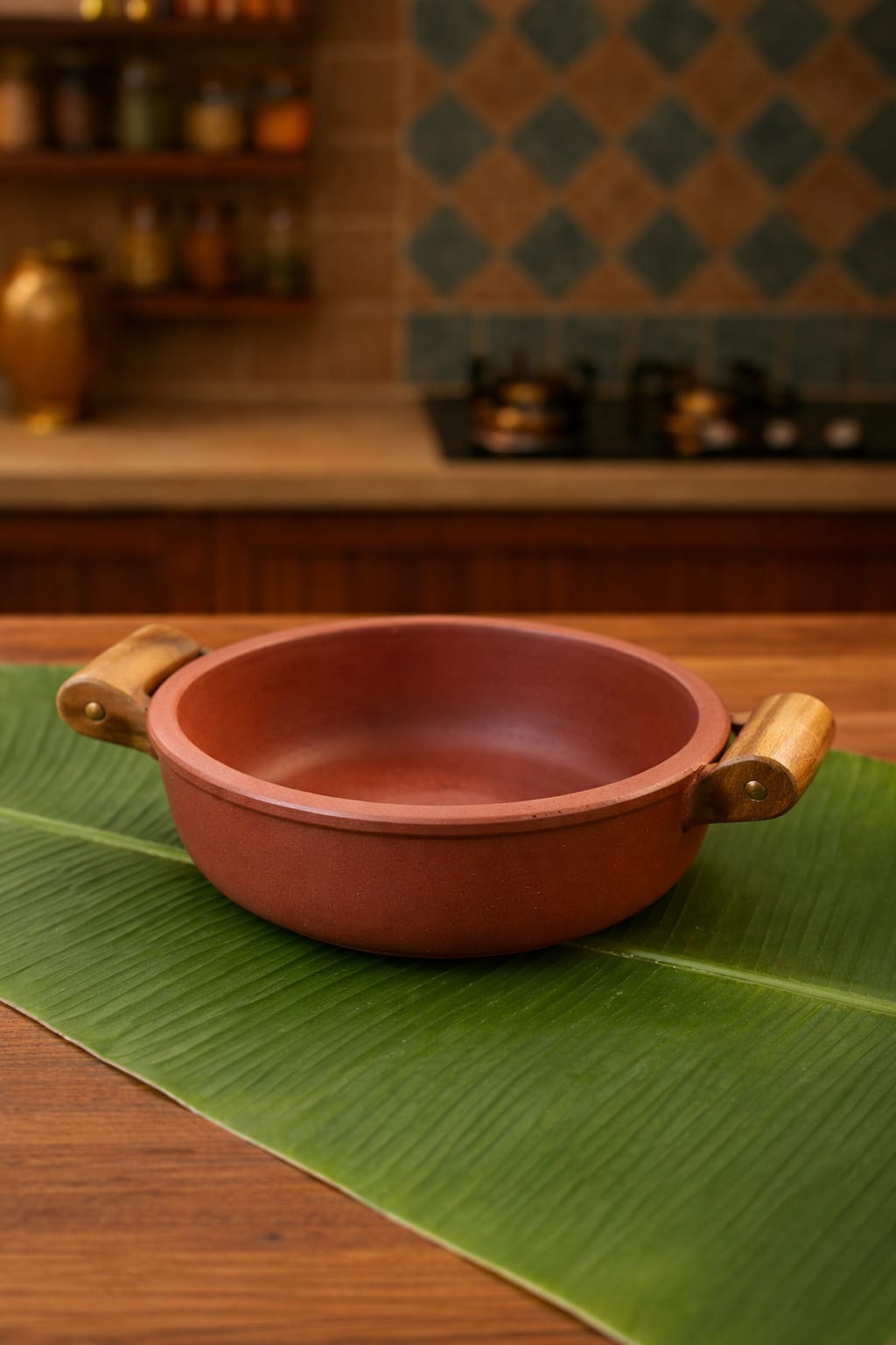 CLAY KADAI WITH WOODEN SPATULA